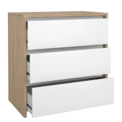 Ladekast Next Jackson Hickory Wit Hoogglans 3-lades - Giga Living