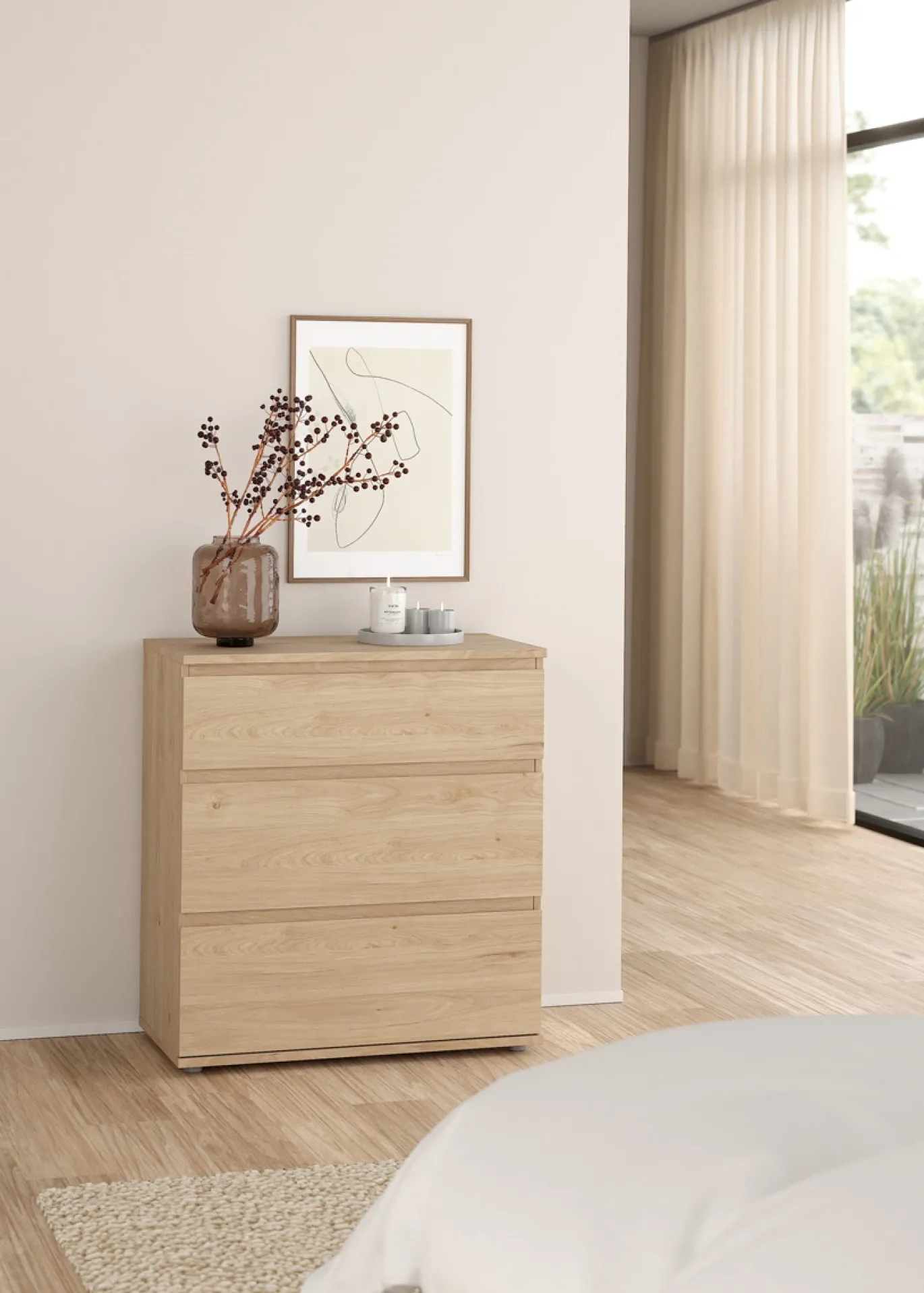 Ladekast Nova Jackson Hickory 3-lades - Giga Living