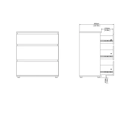 Ladekast Nova 3 lades Wit - Giga Living