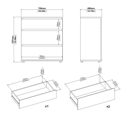 Ladekast Nova 3 lades Wit - Giga Living