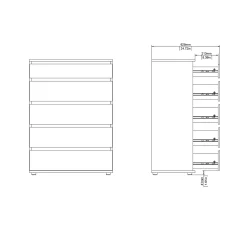 Ladekast Nova 5 lades Wit 77x106cm - Giga Living
