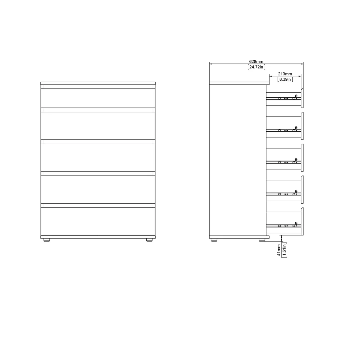 Ladekast Nova 5 lades Wit 77x106cm - Giga Living