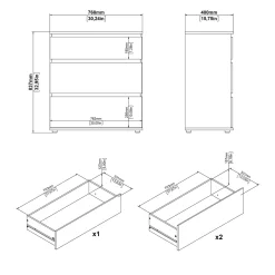 Ladekast Nova Wit 3-lades - Giga Living