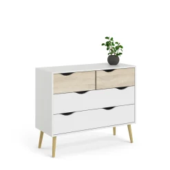 Ladekast Oslo Wit/Naturel 4-lades - Giga Living