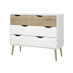 Ladekast Oslo Wit/Naturel 4-lades - Giga Living