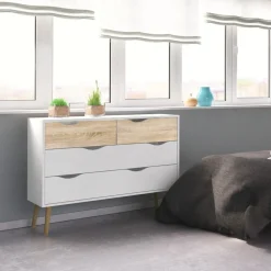 Ladekast Oslo Wit/Naturel 4-lades - Giga Living