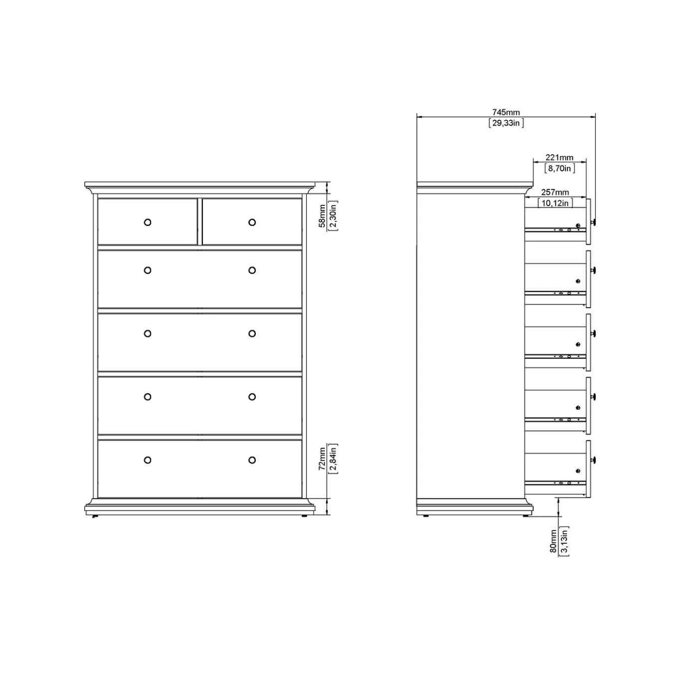 Ladekast Paris Wit - Giga Living