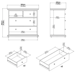 Ladekast Paris Wit 4-lades - Giga Living