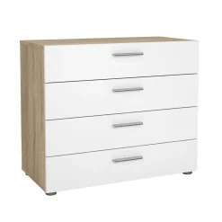 Ladekast Pepe Naturel/Wit Hoogglans 4-lades 80cm - Giga Living