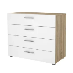 Ladekast Pepe Naturel/Wit Hoogglans 4-lades 80cm - Giga Living
