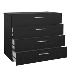 Ladekast Pepe Zwart Houtnerf 4-lades - Giga Living