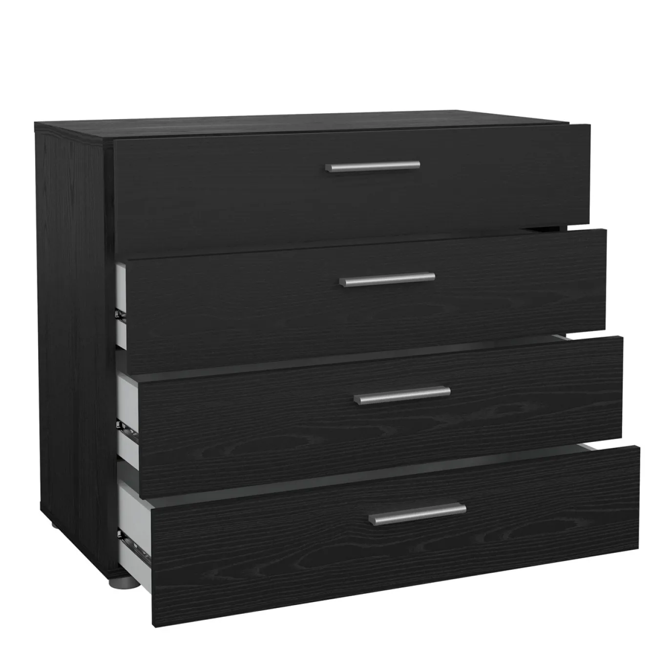 Ladekast Pepe Zwart Houtnerf 4-lades - Giga Living