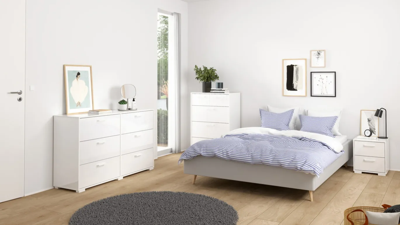 Ladekast Sofia Wit Hoogglans 3-lades 102cm - Giga Living