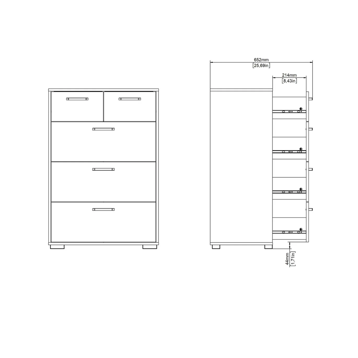 Ladekast Sofia Wit Hoogglans 3-lades 102cm - Giga Living