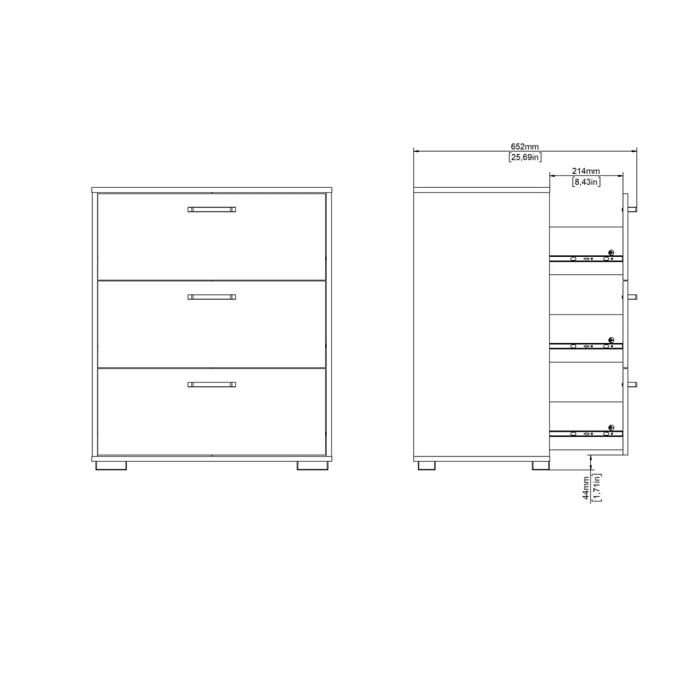 Ladekast Sofia Wit 3-lades 82cm - Giga Living