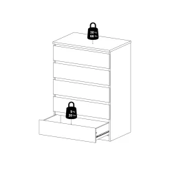 Ladekast Ylva 5 lades Wit - Giga Living