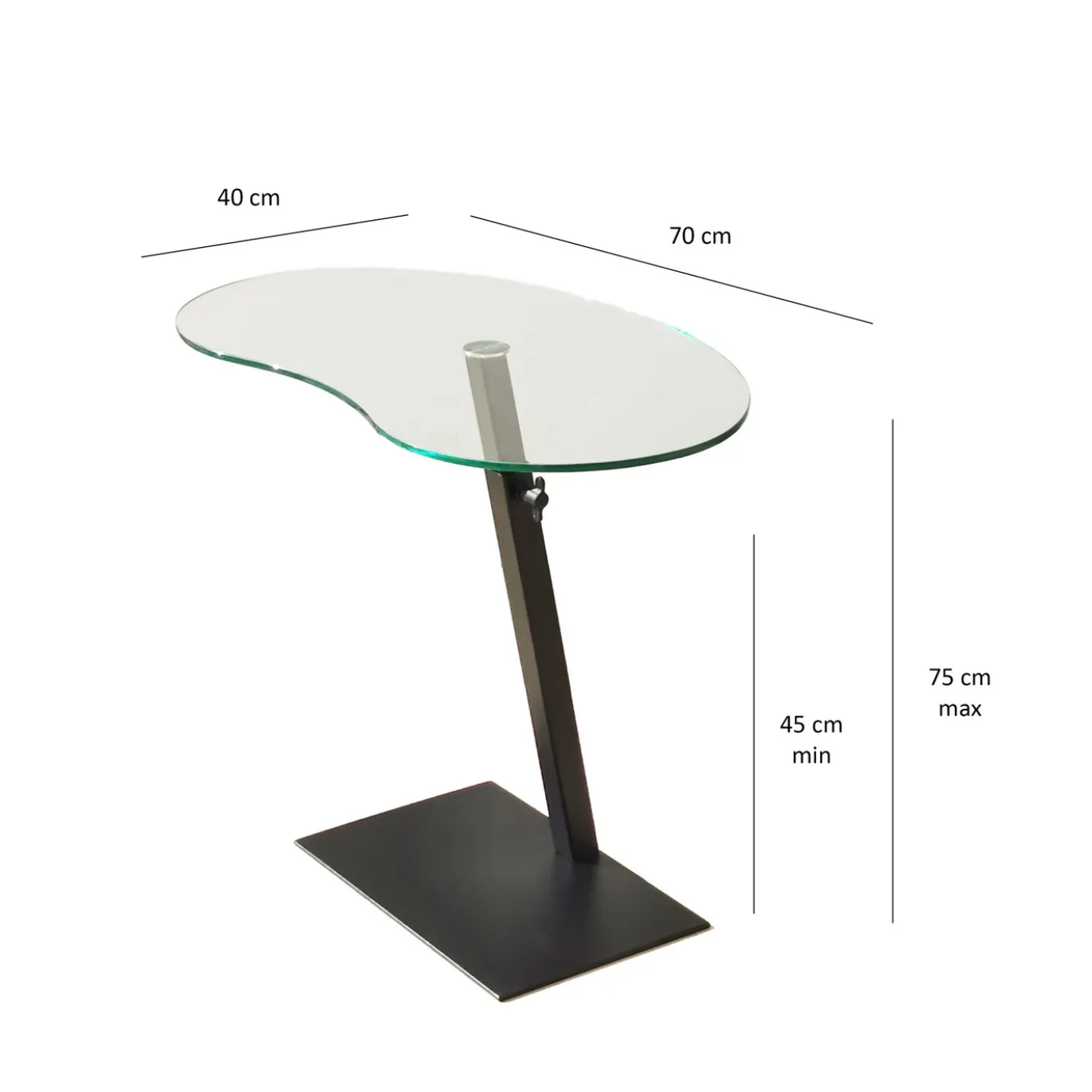 Laptoptafel Fagioli Glas/Zwart Organisch