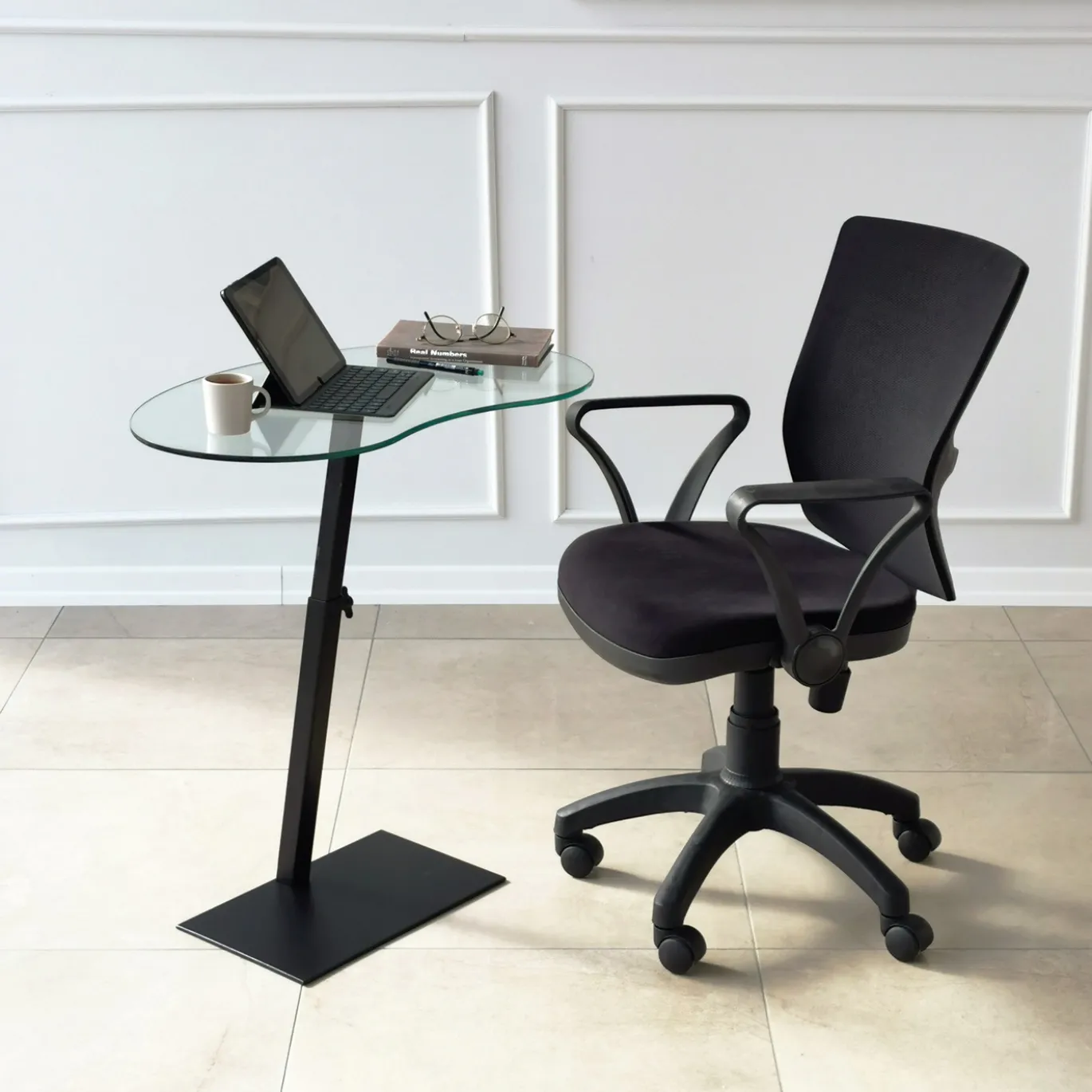 Laptoptafel Fagioli Glas/Zwart Organisch