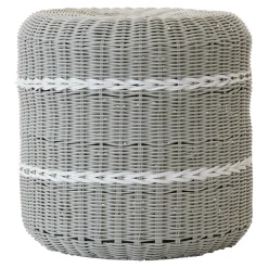 Lesli Living Poef Saigon Wicker Grijs Ø41x40cm
