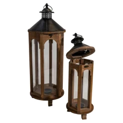 Lesli Living Windlicht Montenegro Hout, S/2