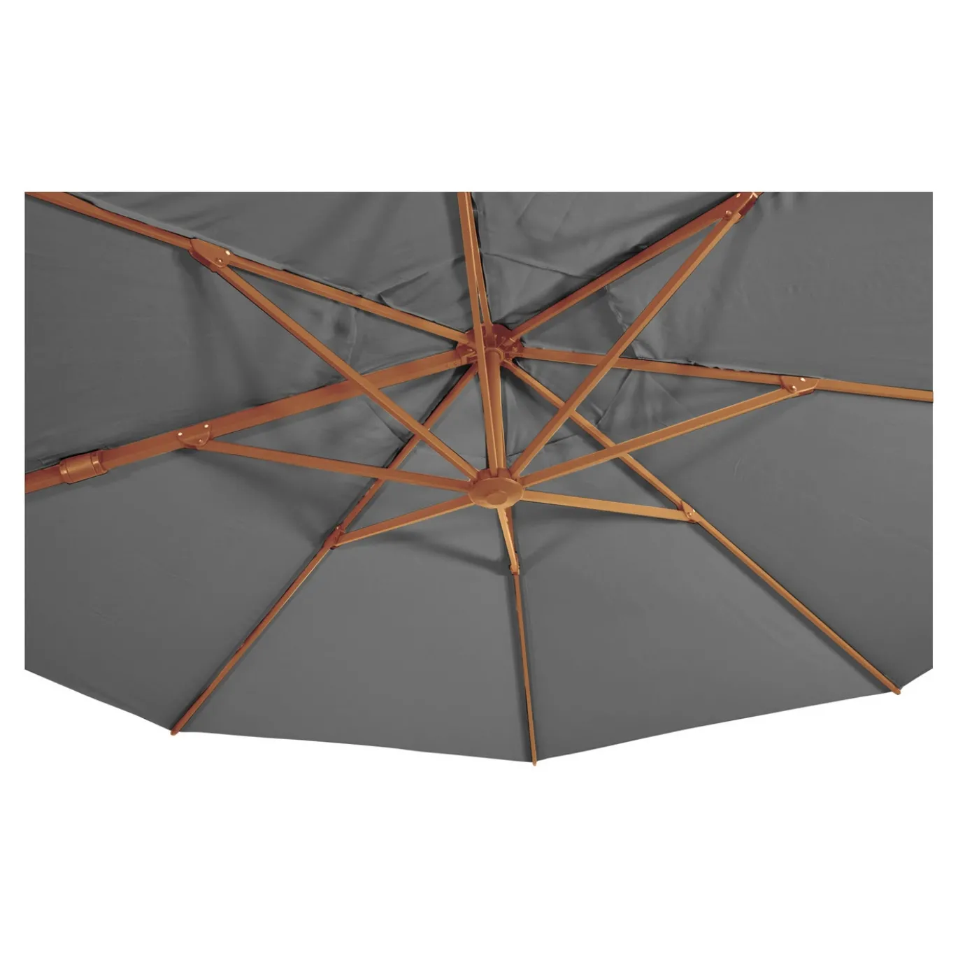 Lesli Living Zweefparasol Virgoflex Houtlook Grijs Ø3,5Mtr