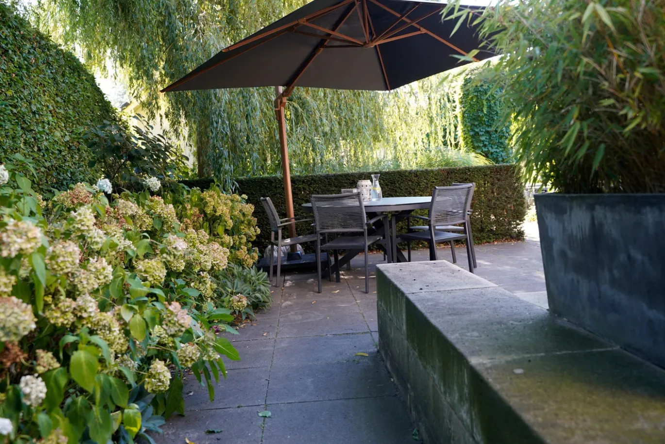 Lesli Living Zweefparasol Virgoflex Houtlook Grijs Ø3,5Mtr
