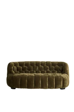 Light & Living Bank Amara Velvet Olijfgroen