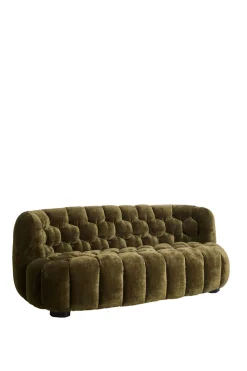 Light & Living Bank Amara Velvet Olijfgroen