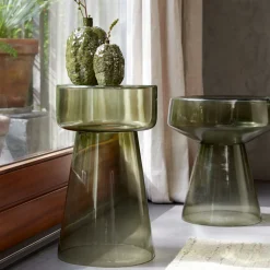 Light & Living Bijzettafel Dakwa Glas Grijs Groen Ø37cm