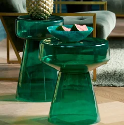 Light & Living Bijzettafel Dakwa Glas Groen Ø37cm