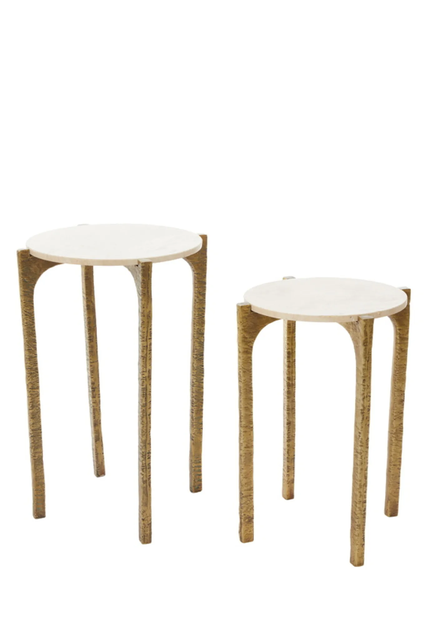 Light & Living Bijzettafel Kanae Set van 2 Travertin Zand Ø41+Ø45cm