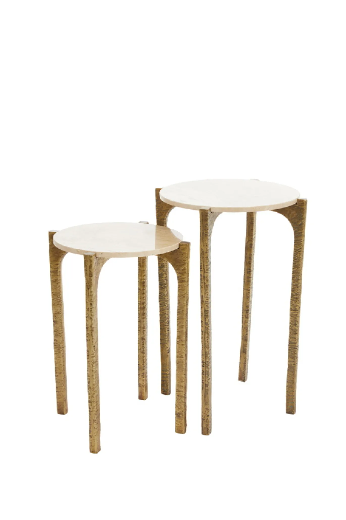 Light & Living Bijzettafel Kanae Set van 2 Travertin Zand Ø41+Ø45cm