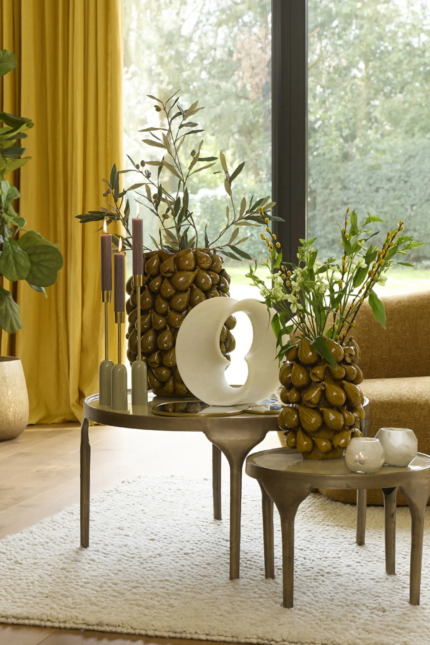 Light & Living Bijzettafel Lapaz Brons Set van 2 Ø50/Ø85cm