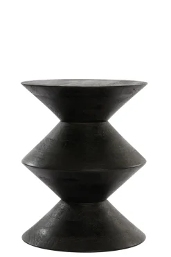 Light & Living Bijzettafel Larus Mangohout Mat Zwart Ø40cm