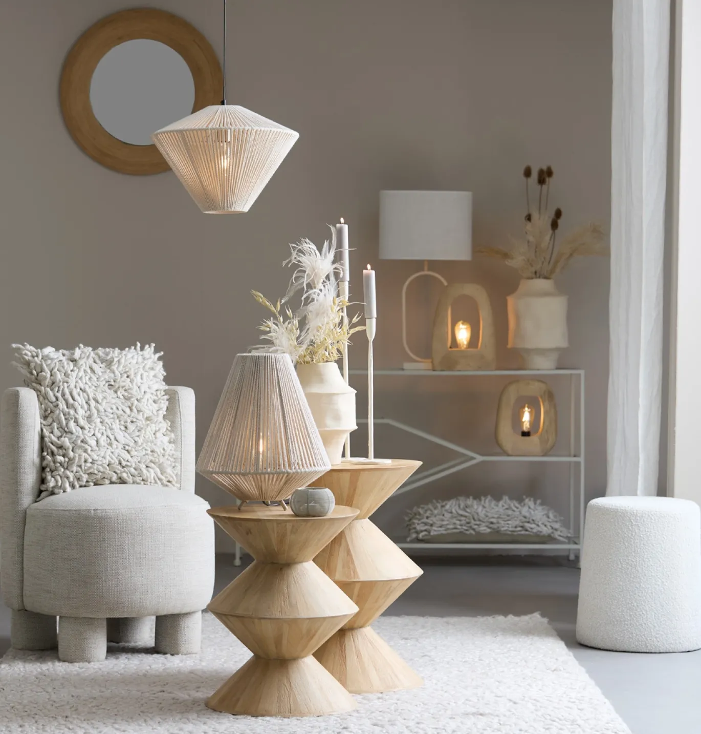 Light & Living Bijzettafel Larus Mangohout Ø40cm