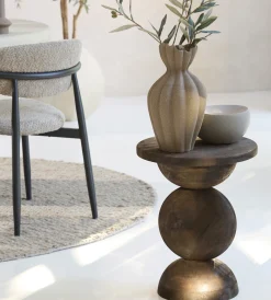 Light & Living Bijzettafel Mirto Walnoot Ø40cm