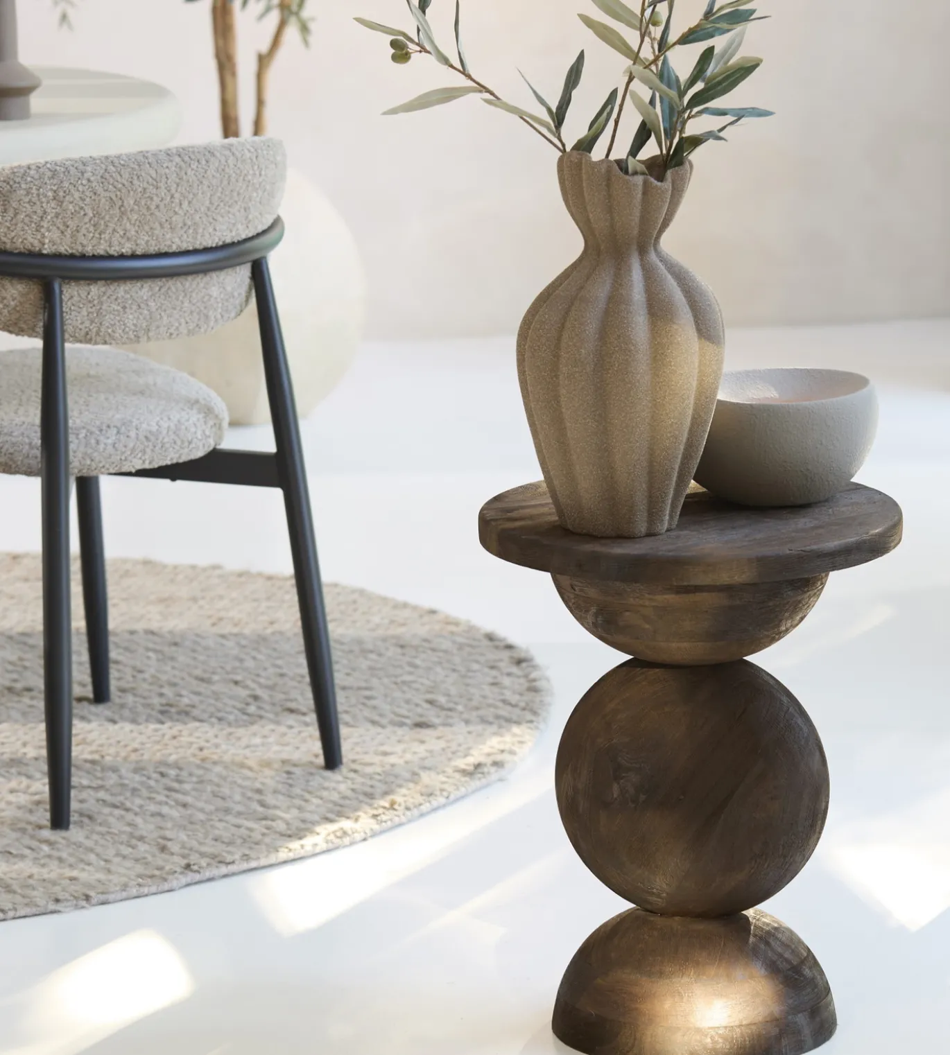 Light & Living Bijzettafel Mirto Walnoot Ø40cm