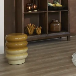 Light & Living Bijzettafel Mirogi Glanzend Okergeel Ø30cm