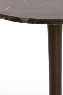 Light & Living Bijzettafel Pazo Donkerbruin Marmer Ø48cm