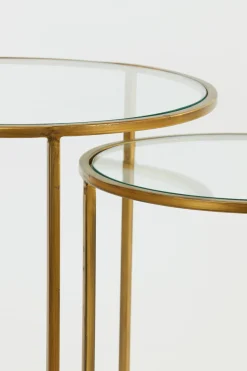 Light & Living Bijzettafel Set van 2 Duarte Glas Goud Ø40/Ø50cm