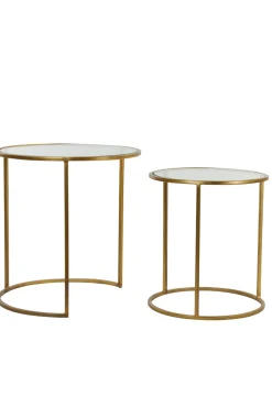 Light & Living Bijzettafel Set van 2 Duarte Glas Goud Ø40/Ø50cm