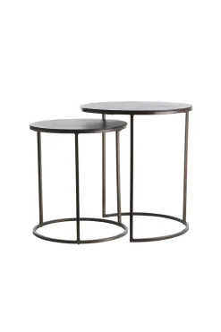 Light & Living Bijzettafel Talca Set van 2 Donkerbruin Ø41+Ø49cm