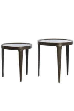 Light & Living Bijzettafel Tobias Set van 2 Donkerbruin Ø37+Ø43cm