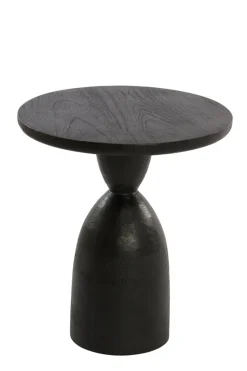 Light & Living Bijzettafel Torir Mangohout Mat Zwart Ø40cm