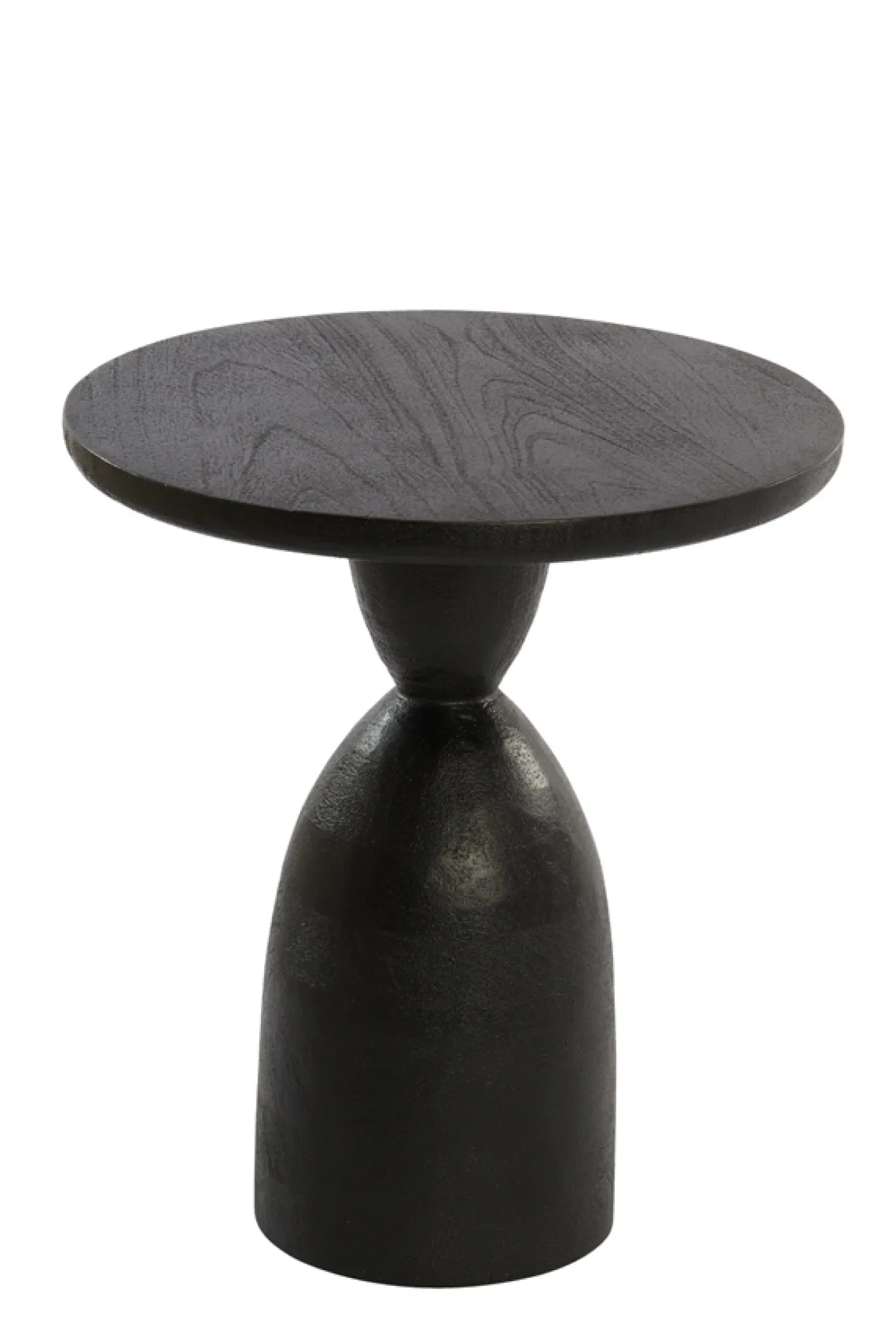 Light & Living Bijzettafel Torir Mangohout Mat Zwart Ø40cm