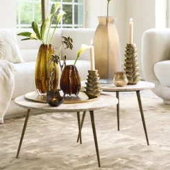 Light & Living Bijzettafel Zeca Taupe Marmer Ø59cm