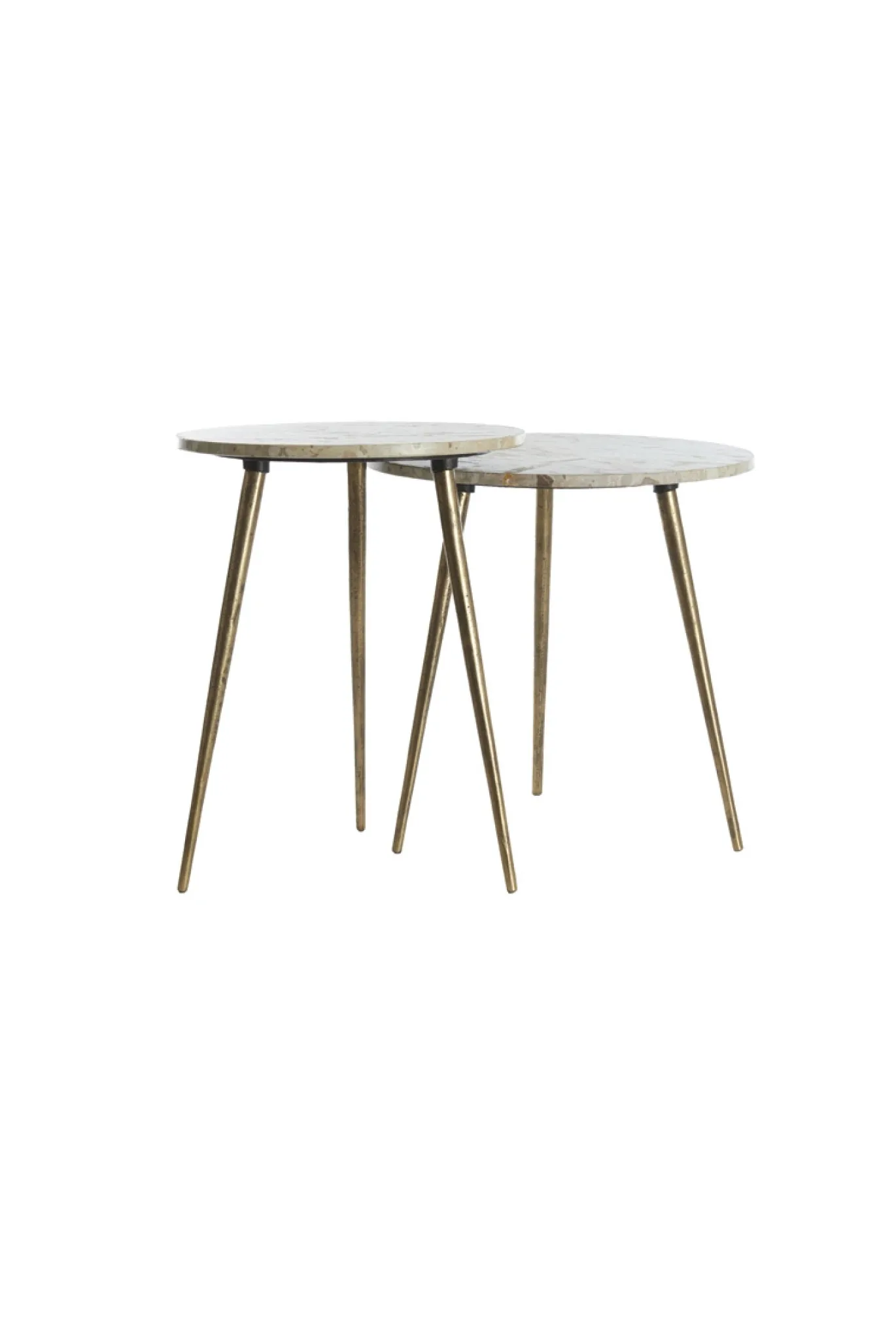Light & Living Bijzettafel Zeca Marmer Taupe Set van 2