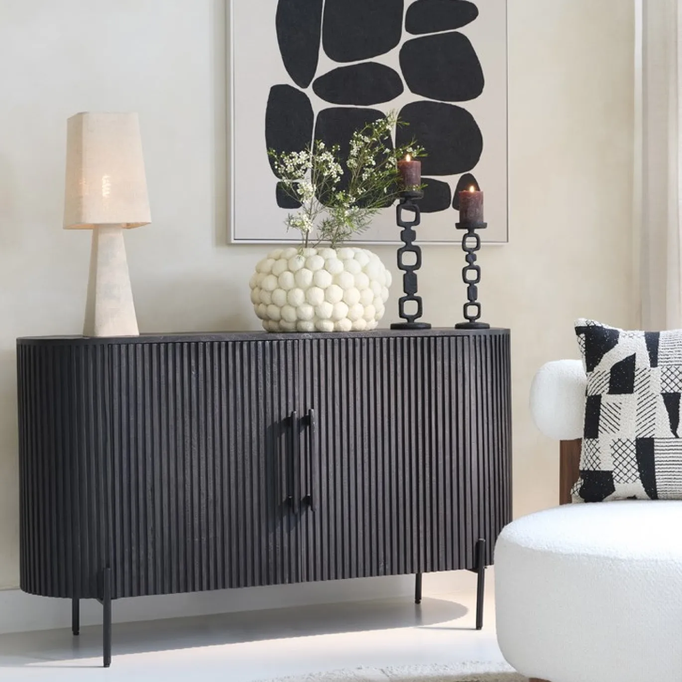 Light & Living Dressoir Dumosi Zwart 140cm