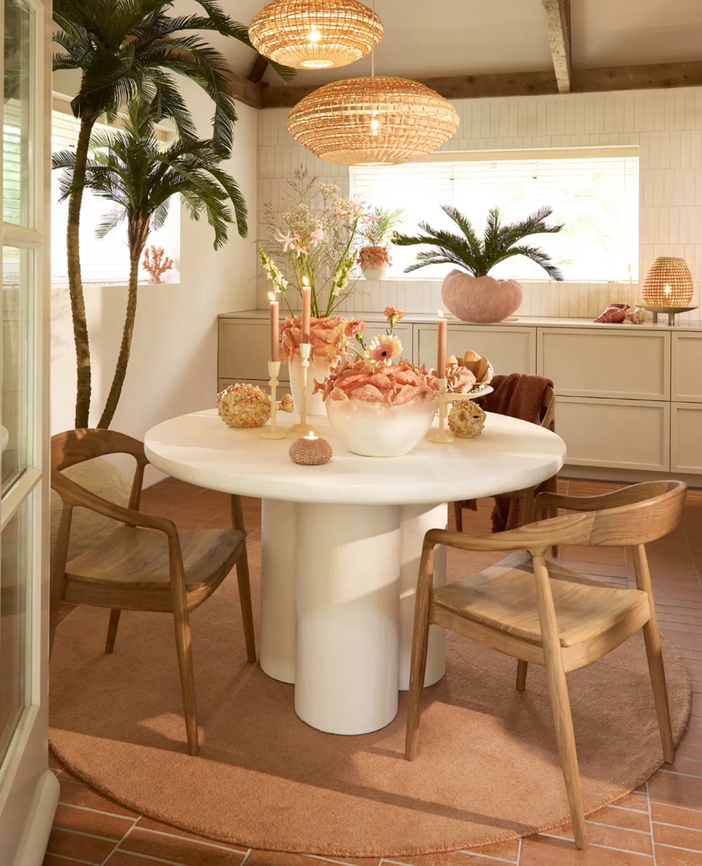 Light & Living Eettafel Mizuho Crème Ø130cm