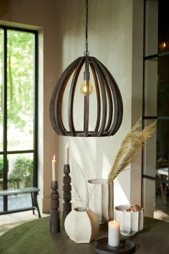 Light & Living Hanglamp Barsia Mangohout Donkerbruin Ø50cm
